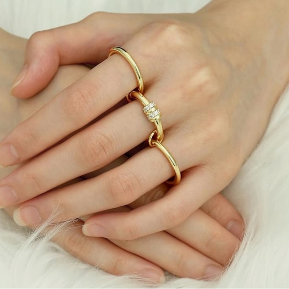 Filmoon Gold Plated Stackable Ring With Rhinestones Size 8 Eight - Picture 4 of 7